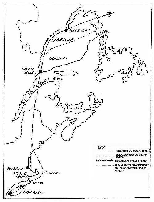 Map of BOAC Labrador UFO Sighting - Loren Gross