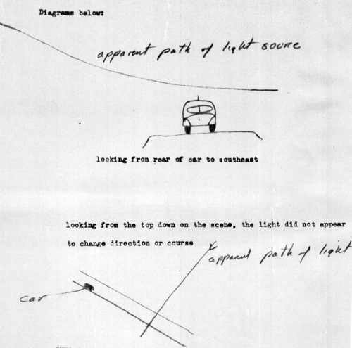 Sketch of Christie UFO Sighting October, 1950