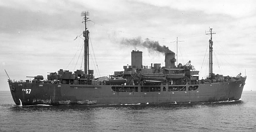 USS Gilliam APA-57 in Pearl Harbor, 5 May 1946