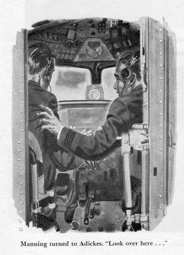 Robert Adickes and Robert Manning in the cockpit of Flight 117
