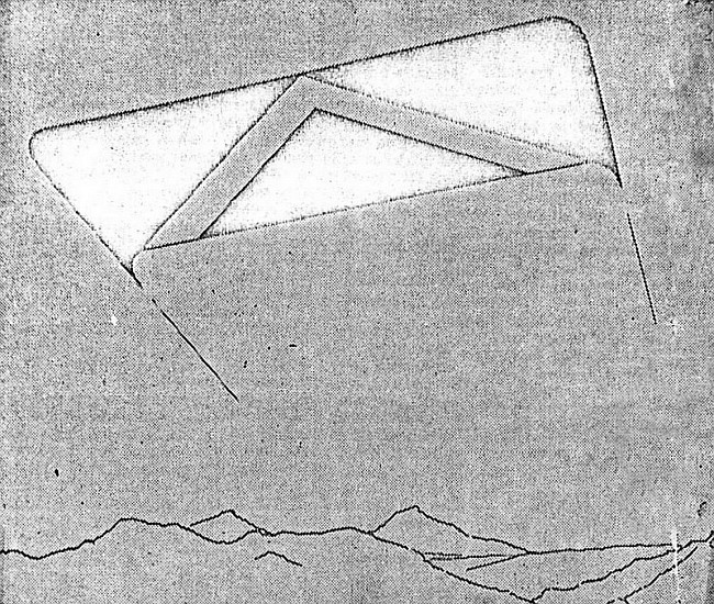Carl Hawk's Illustration of UFO Sighted Over Sandia Labs, April 23, 1952