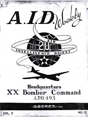 Cover Sheet XX Bomber Command AID
